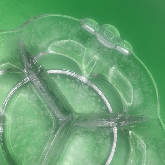 VTG Duncan & Miller "First Love" Etched Divided Dish - Picture 2 of 5